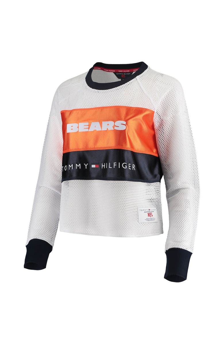 Tommy Hilfiger Women's Tommy Hilfiger White/Orange Chicago Bears Mesh Raglan Long Sleeve T-Shirt, Alternate, color,