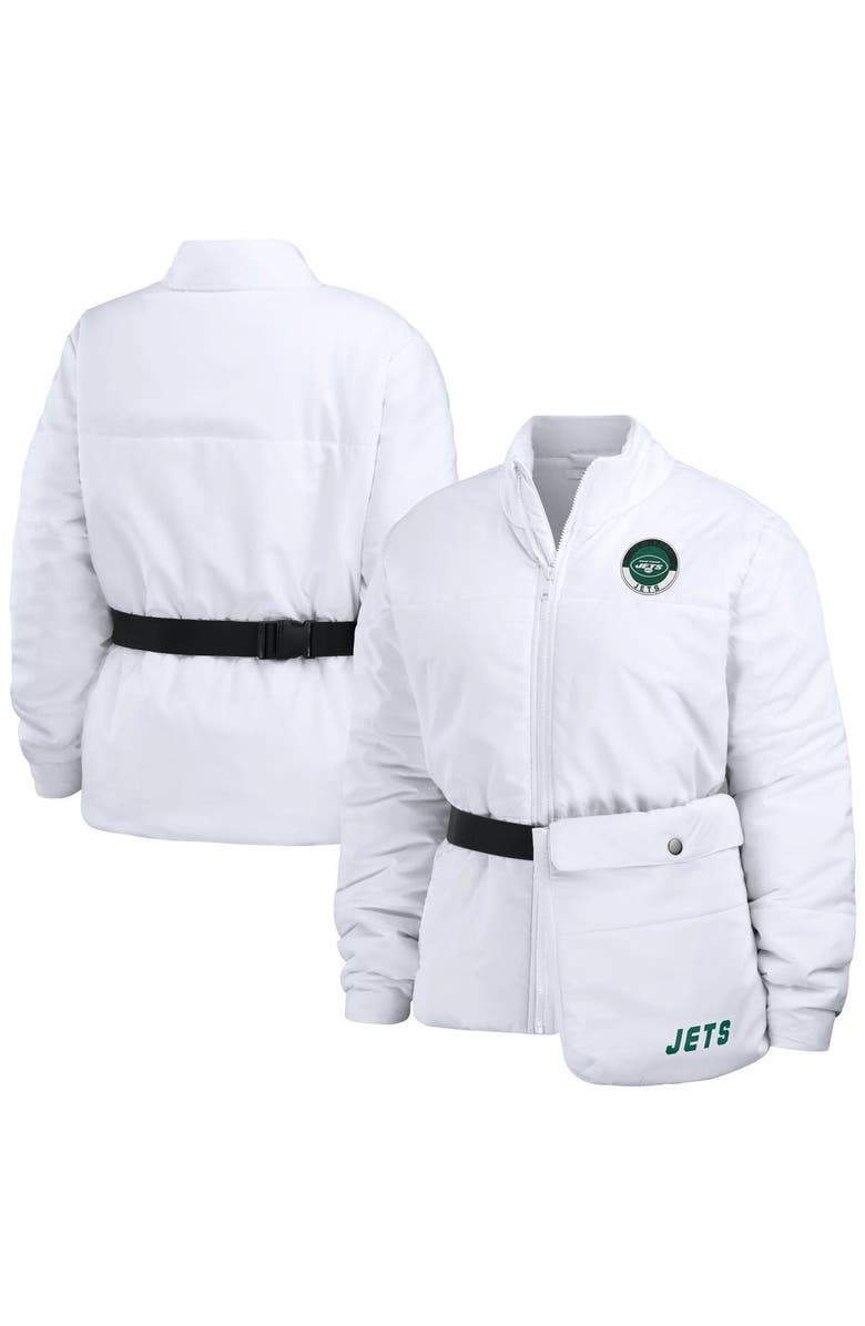WEAR by Erin Andrews Women's WEAR by Erin Andrews  White New York Jets Packaway Full-Zip Puffer Jacket, Main, color, White