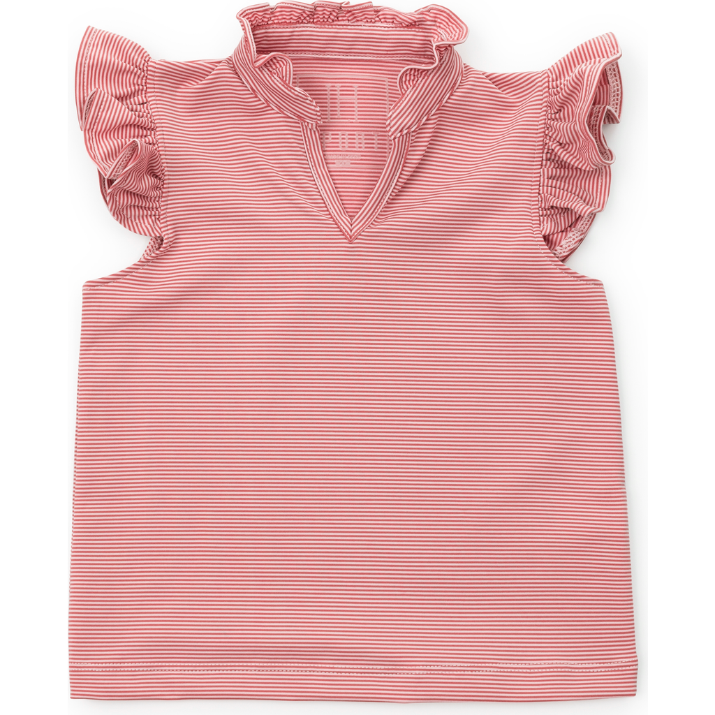 LILA AND HAYES LILA AND HAYES ELLIE GIRLS' SLEEVELESS RUFFLED TOP BY LH SPORT