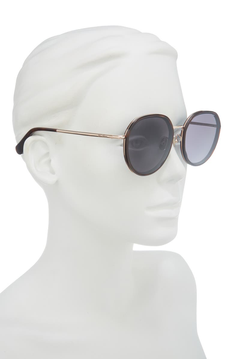 Max Mara 57mm Round Sunglasses, Alternate, color, Dark Havana / Smoke