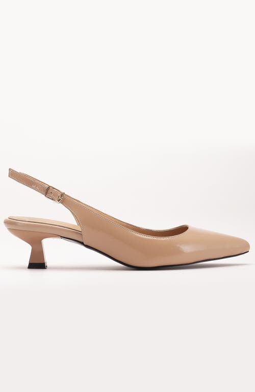 Forever & Always Shoes Lety Slingback Kitten Heel Leather Pumps
