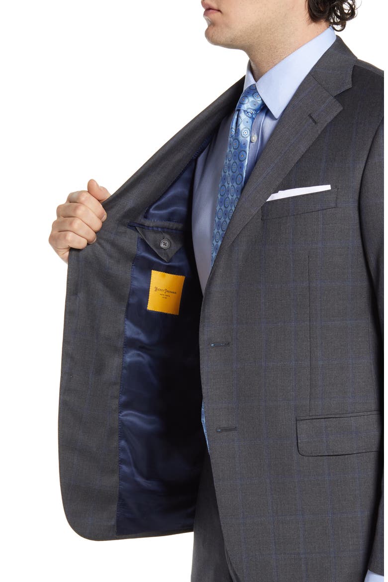 Classic Fit Windowpane Wool Suit, Alternate, color, CHARCOAL