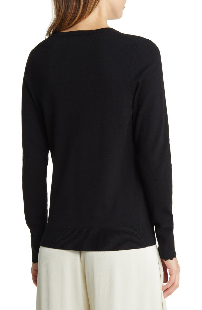 Nordstrom Scallop Cuff Crewneck Sweater, Alternate, color, 