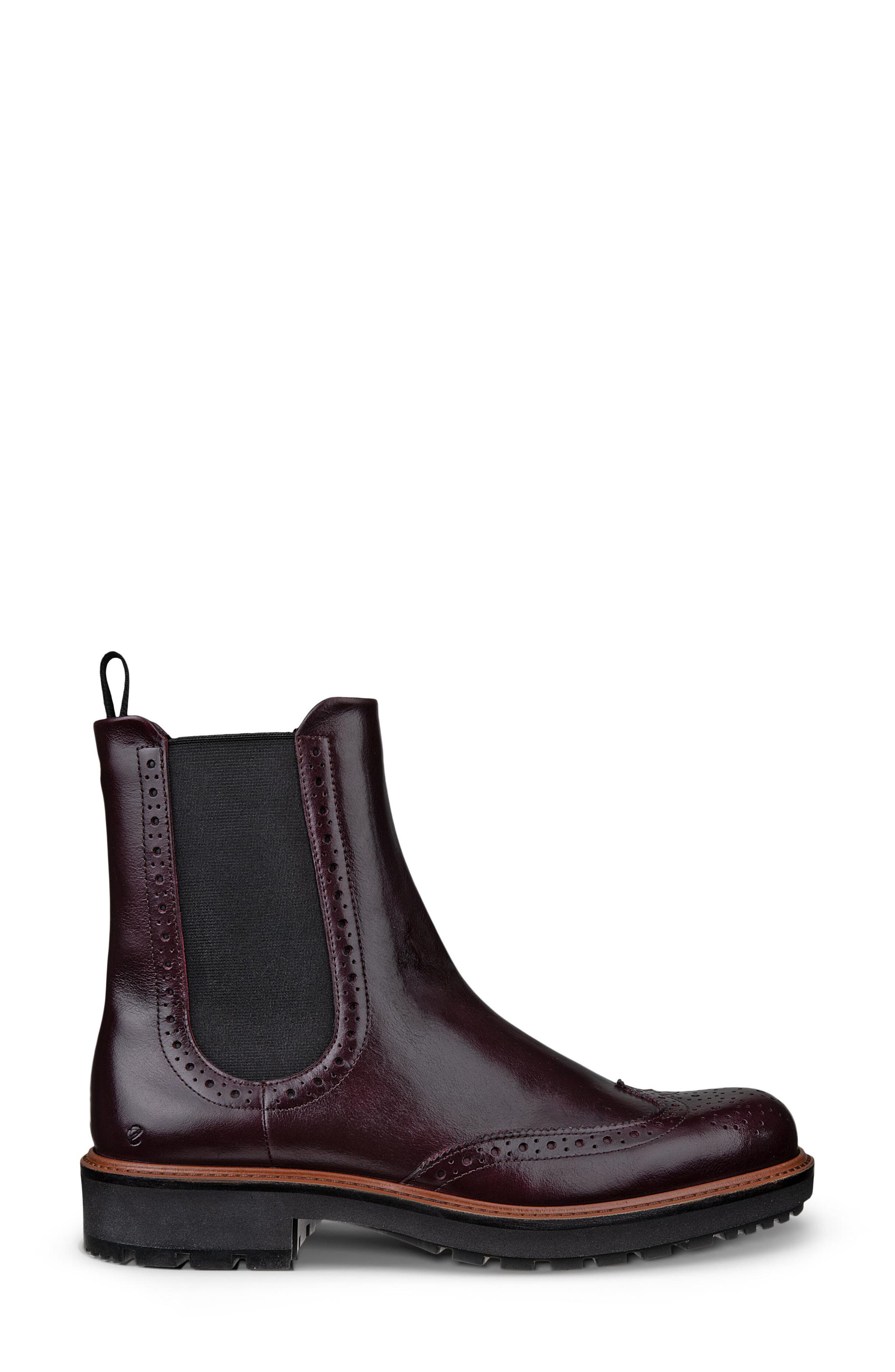 ECCO Metropole Oslo Wingtip Chelsea Boot, Alternate, color, Dark Ruby