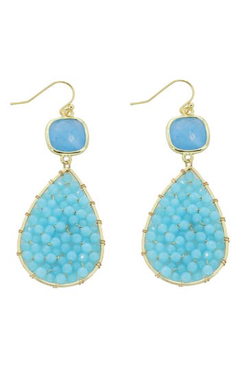 Panacea Stone Beaded Teardrop Earrings In Blue