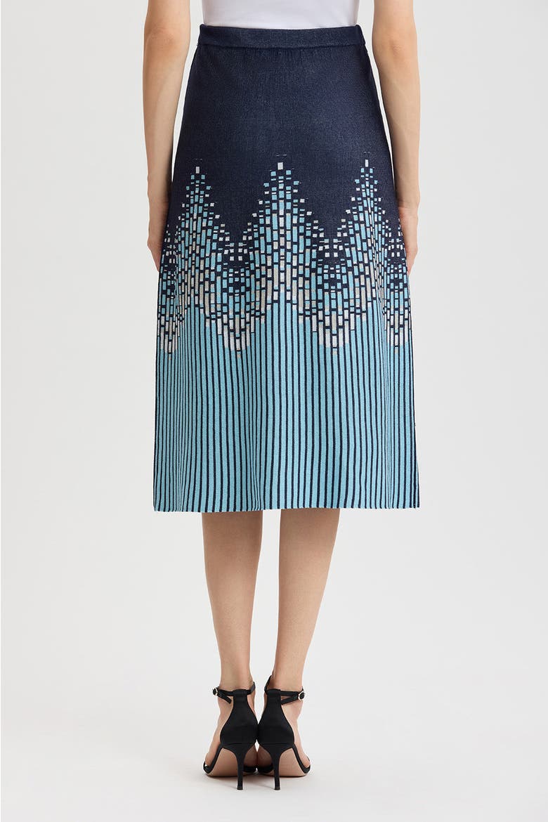 Flared Linear Ombre Soft Knit Midi Skirt, Alternate, color, Indigo/Limestone/Serene/White