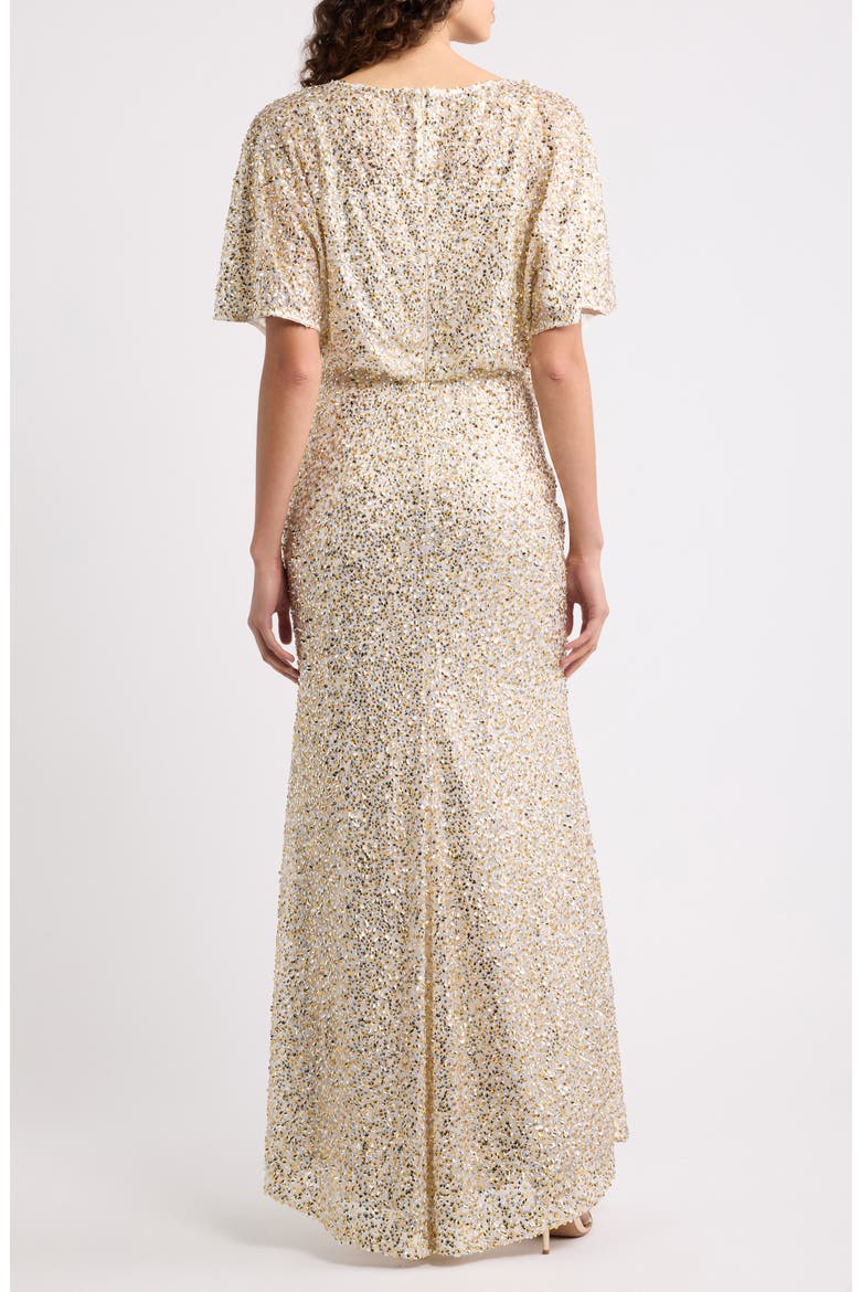 Beaded Blouson Gown, Alternate, color, GOLD