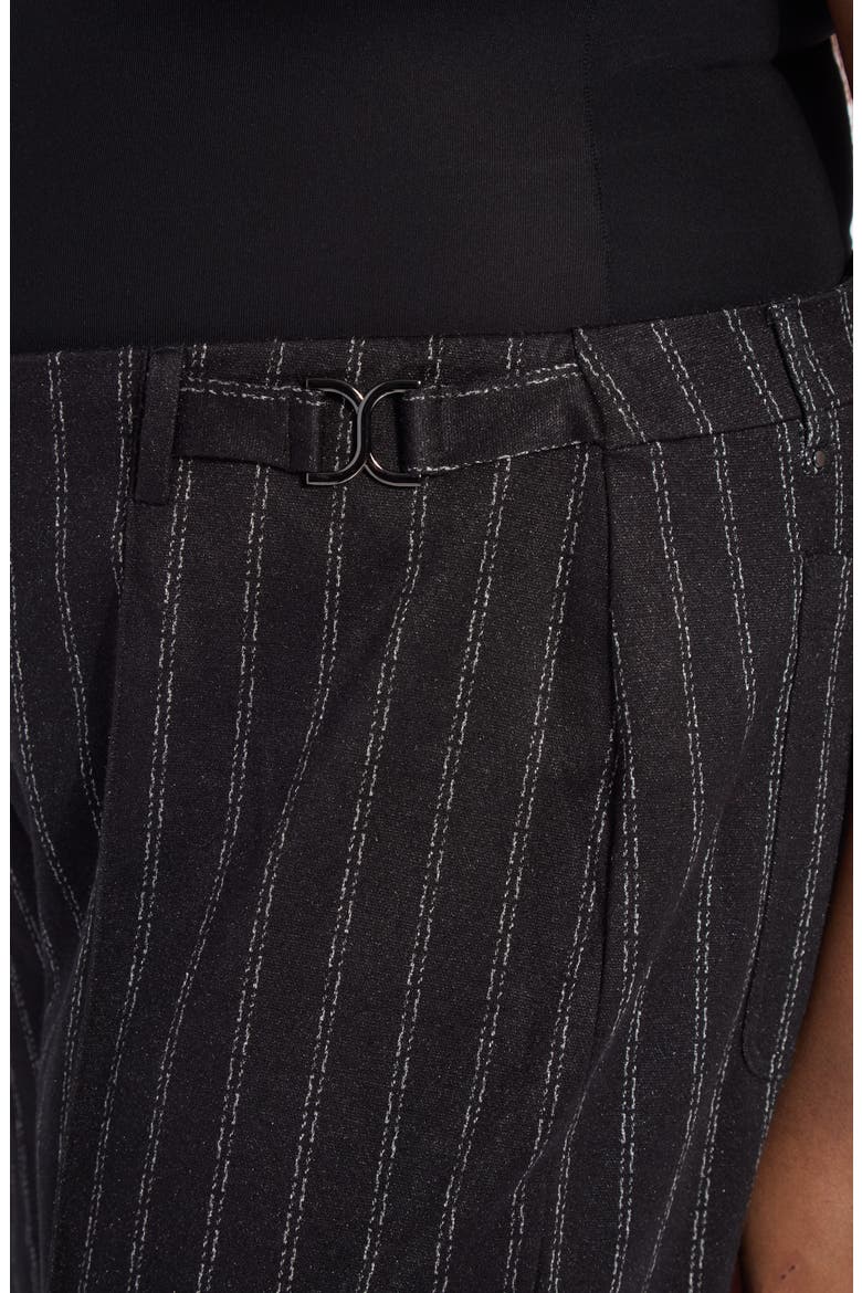 Isabel Pinstripe Pull-On Ankle Wide Leg Ponte Pants, Alternate, color, CHARCOAL LANE
