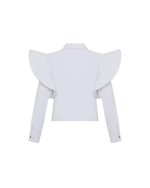 Theo The Label Thallo Ruffle Shoulder Shirt In Ivory