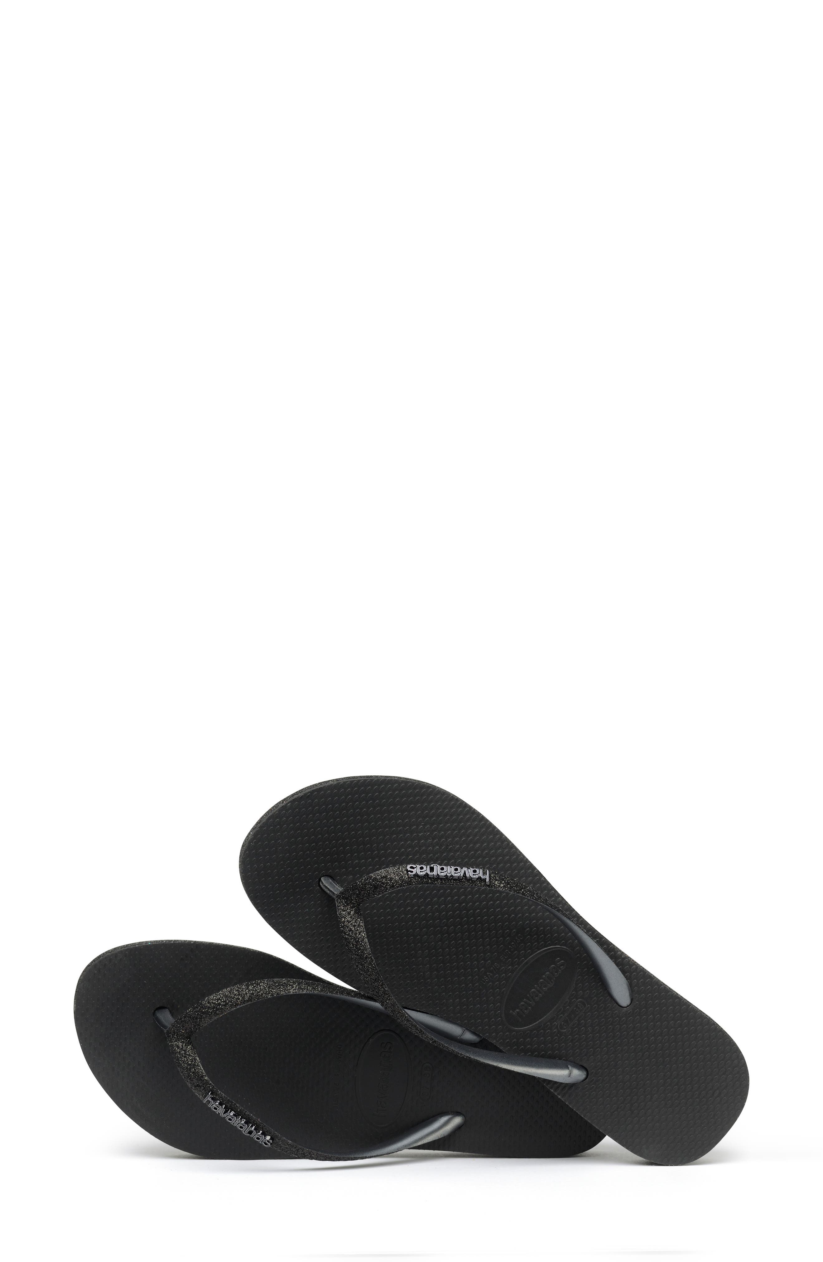 Havaianas Slim Sparkle Flatform Flip Flop, Alternate, color, Black