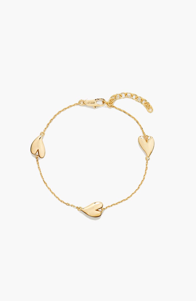 YOJ Love Heart Mini Chain Bracelet in Gold, Main, color, Gold