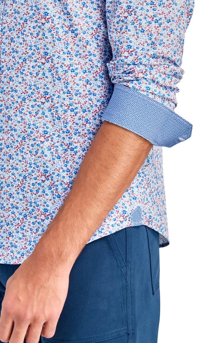 Brooklyn Brigade Slim Fit Floral Recycled 4-Way Stretch Performance Long Sleeve Shirt, Alternate, color, Multi