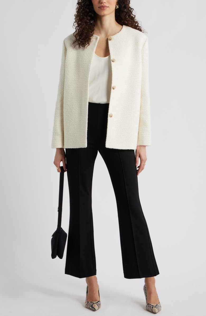 Nordstrom Collarless Pleat Back Jacket, Alternate, color, Ivory