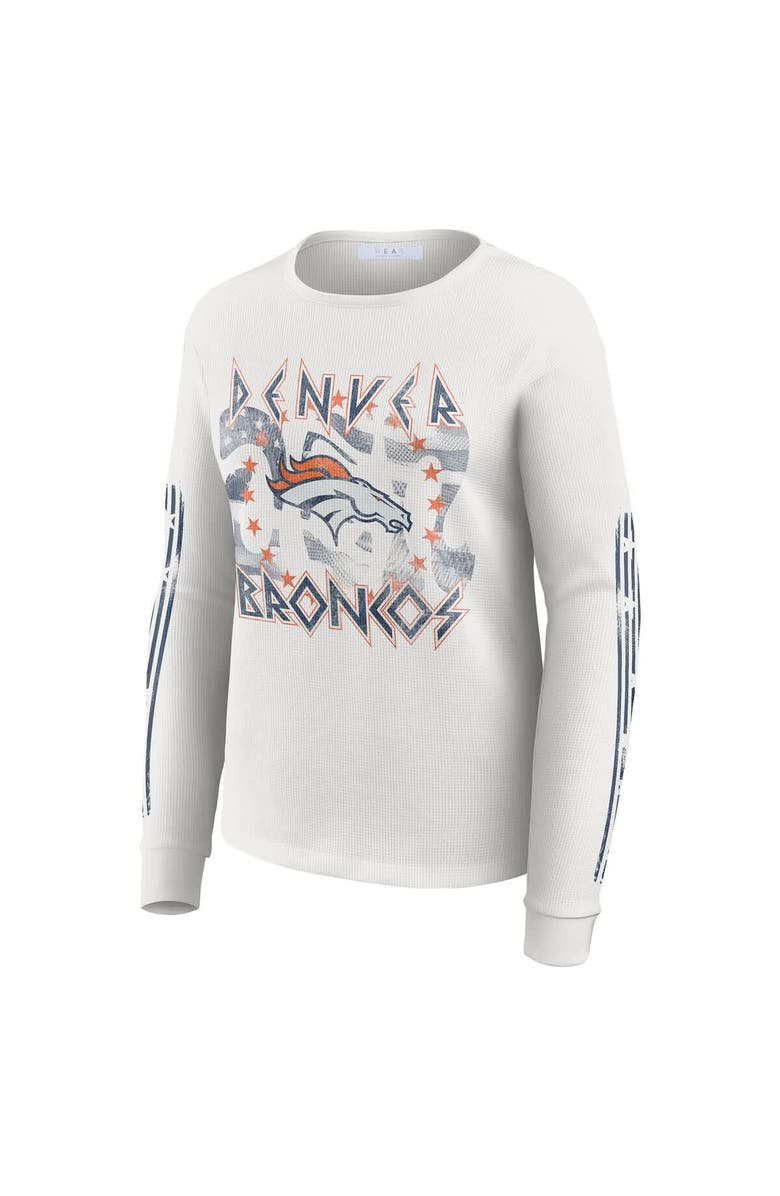 WEAR by Erin Andrews Women's WEAR by Erin Andrews  White Denver Broncos Graphic Waffle Long-Sleeve T-Shirt, Alternate, color, 