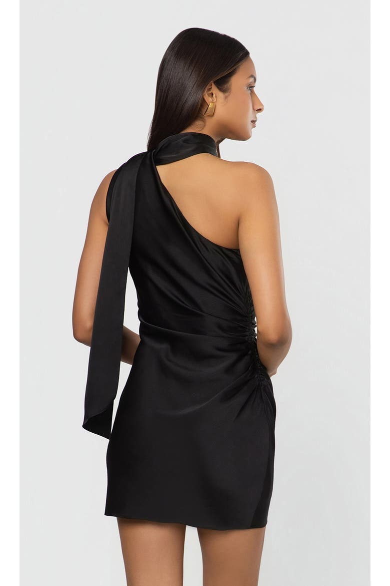 Hazel Hammered Satin Scarf Dress, Alternate, color, Black