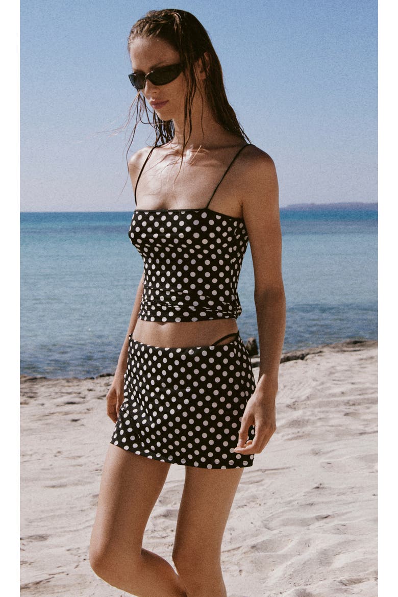 Polka Dot Miniskirt, Alternate, color, BLACK