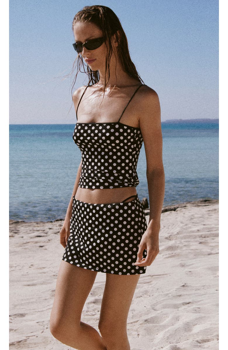 MANGO Polka Dot Miniskirt, Alternate, color, Black