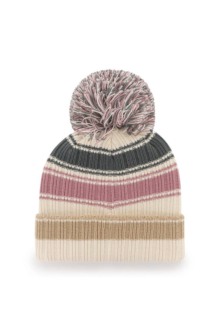 Women's '47 Cream North Carolina Tar Heels Daphne Cuffed Knit Hat with Pom, Alternate, color, Cream