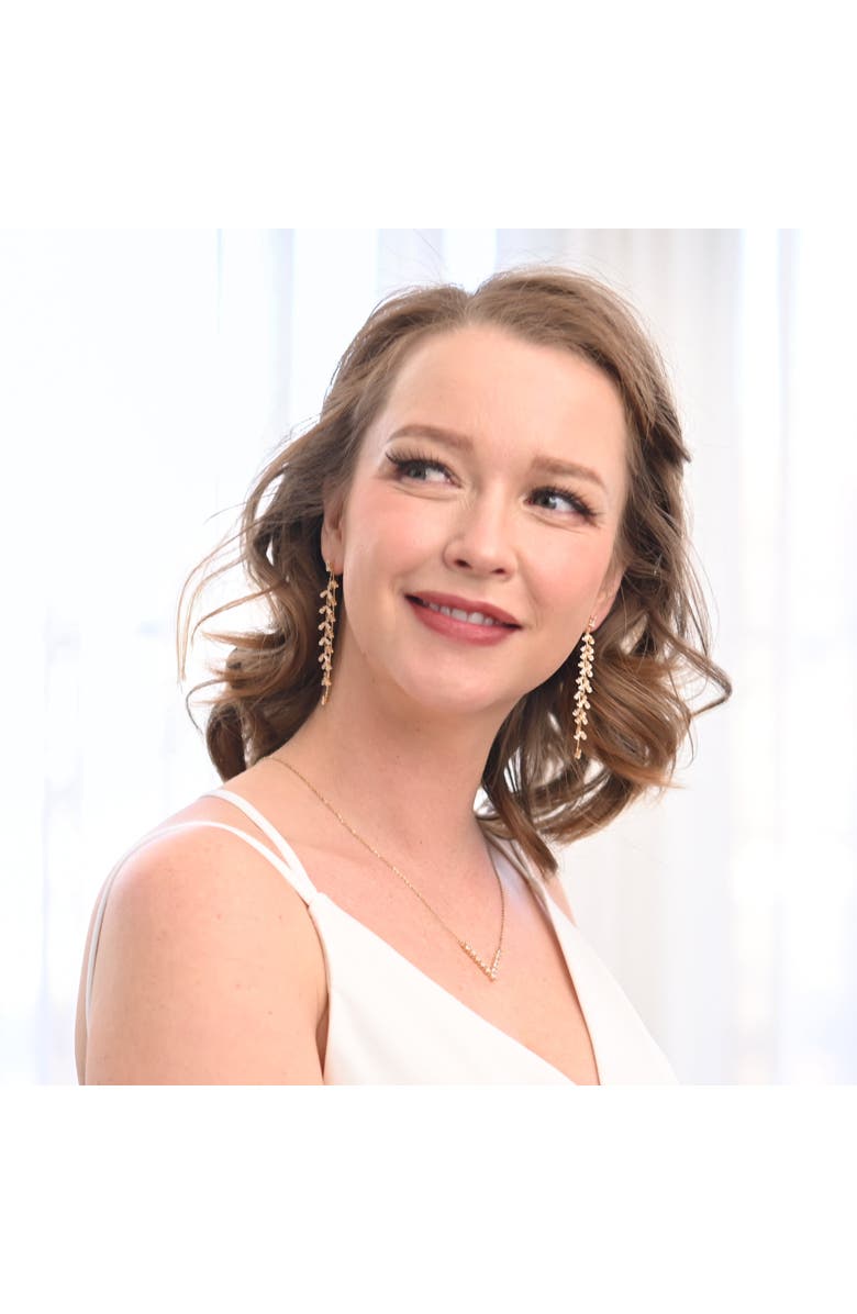 Starfish Project Graceful Willow Zircon and Gold Dangle Earrings, Alternate, color, Gold