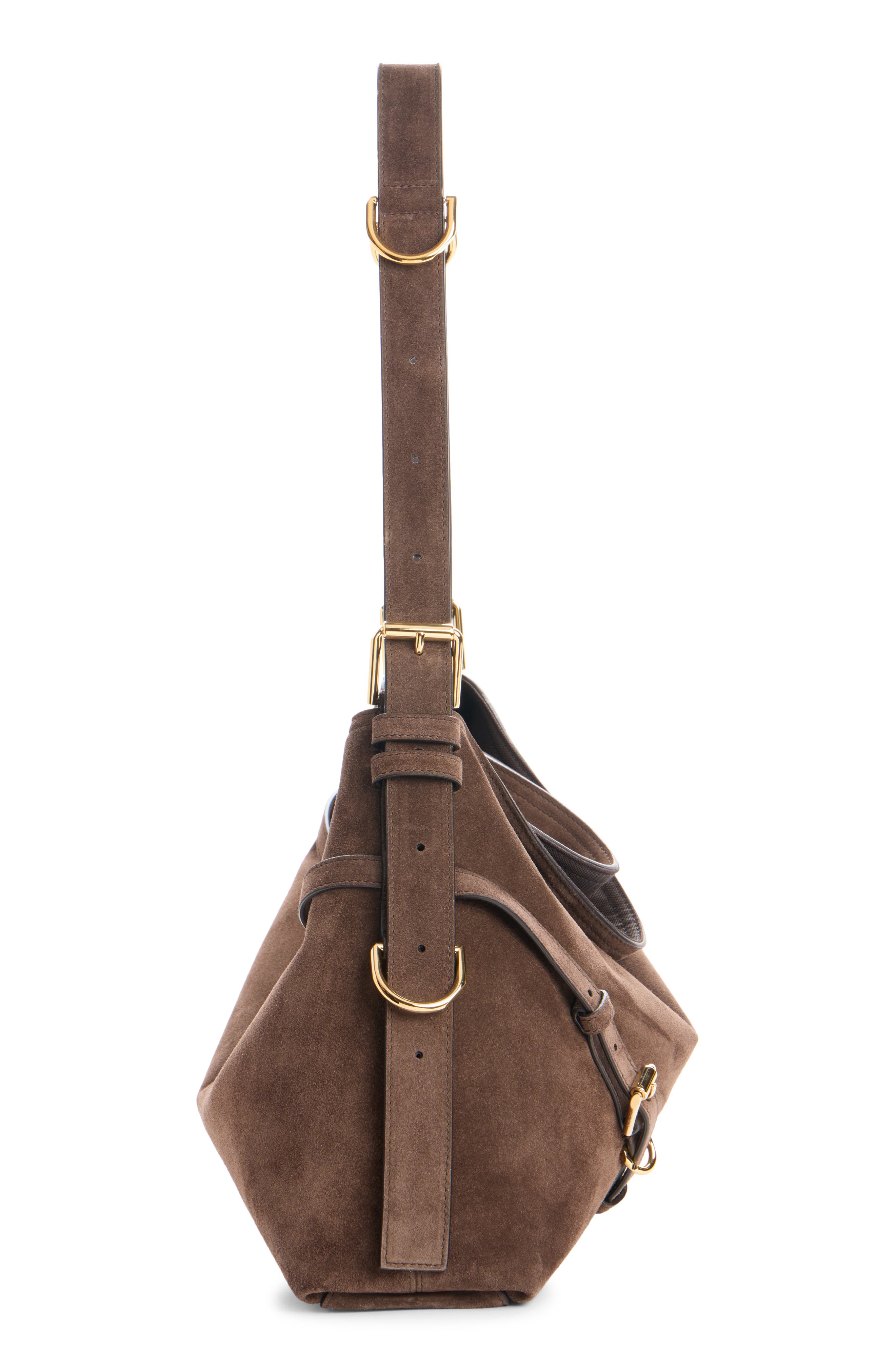 Givenchy Medium Voyou Suede Hobo Bag, Alternate, color, Ebony Brown