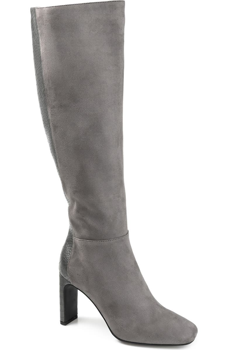 Journee Collection Elisabeth Croc Embossed Tall Boot, Main, color, Grey