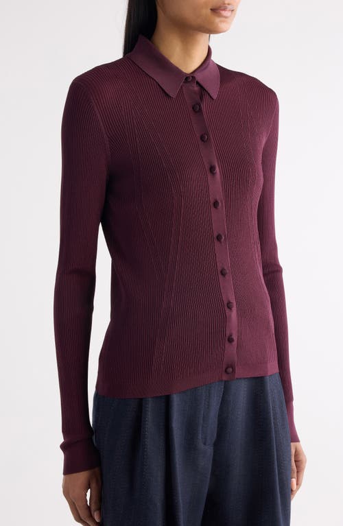 Dries Van Noten Tielt Ribbed Cardigan In Burgundy