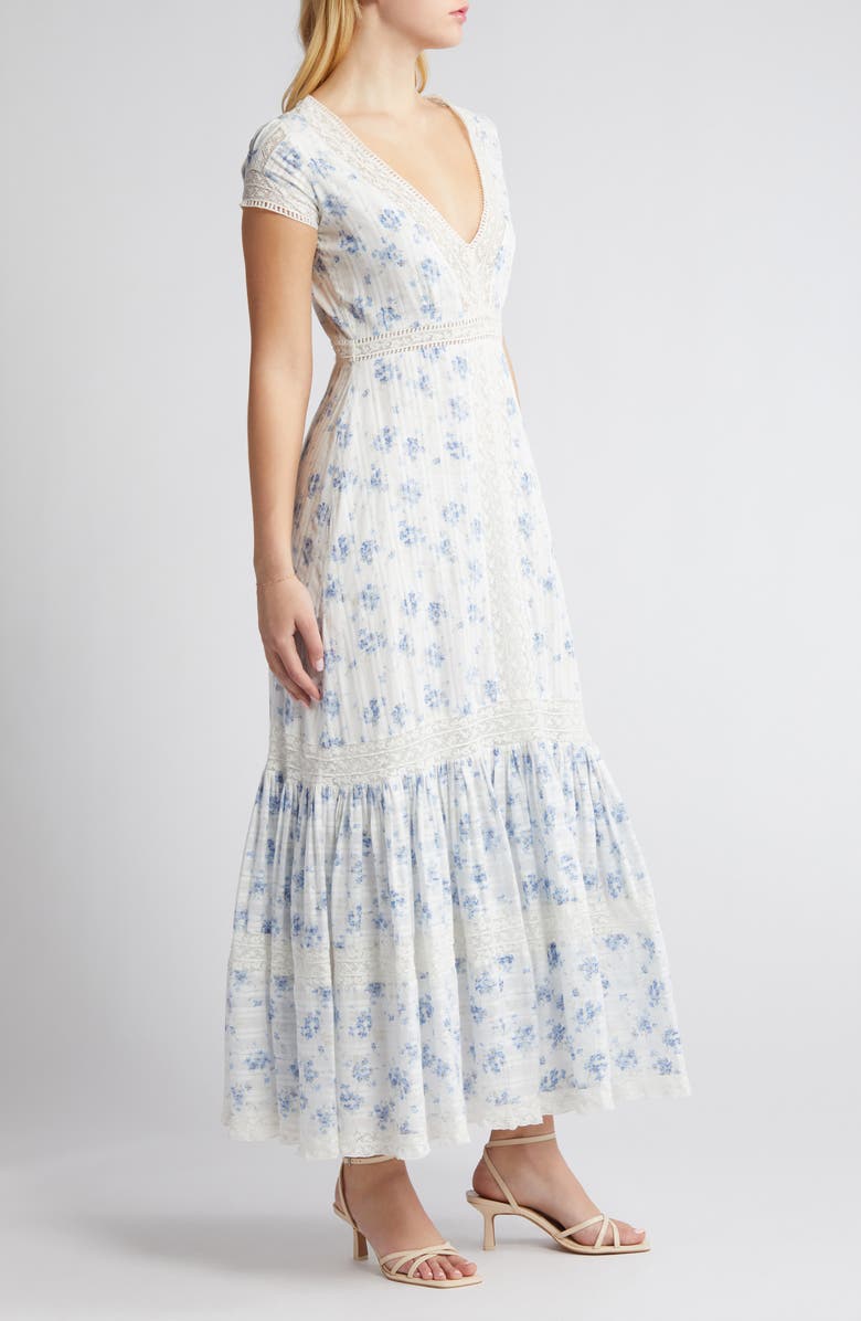 LoveShackFancy Vermella Short Sleeve Cotton Maxi Dress, Alternate, color, 