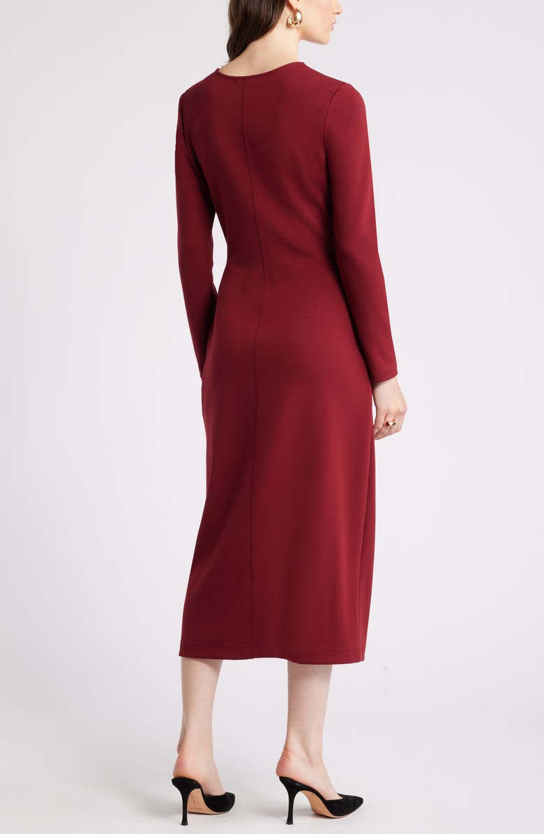 Nordstrom Tie Waist Long Sleeve Knit Midi Dress, Alternate, color, Red Grape
