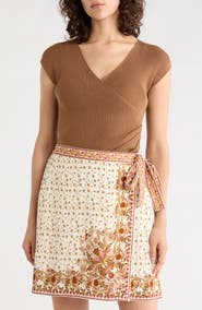 MAX STUDIO Cap Sleeve Wrap Sweater