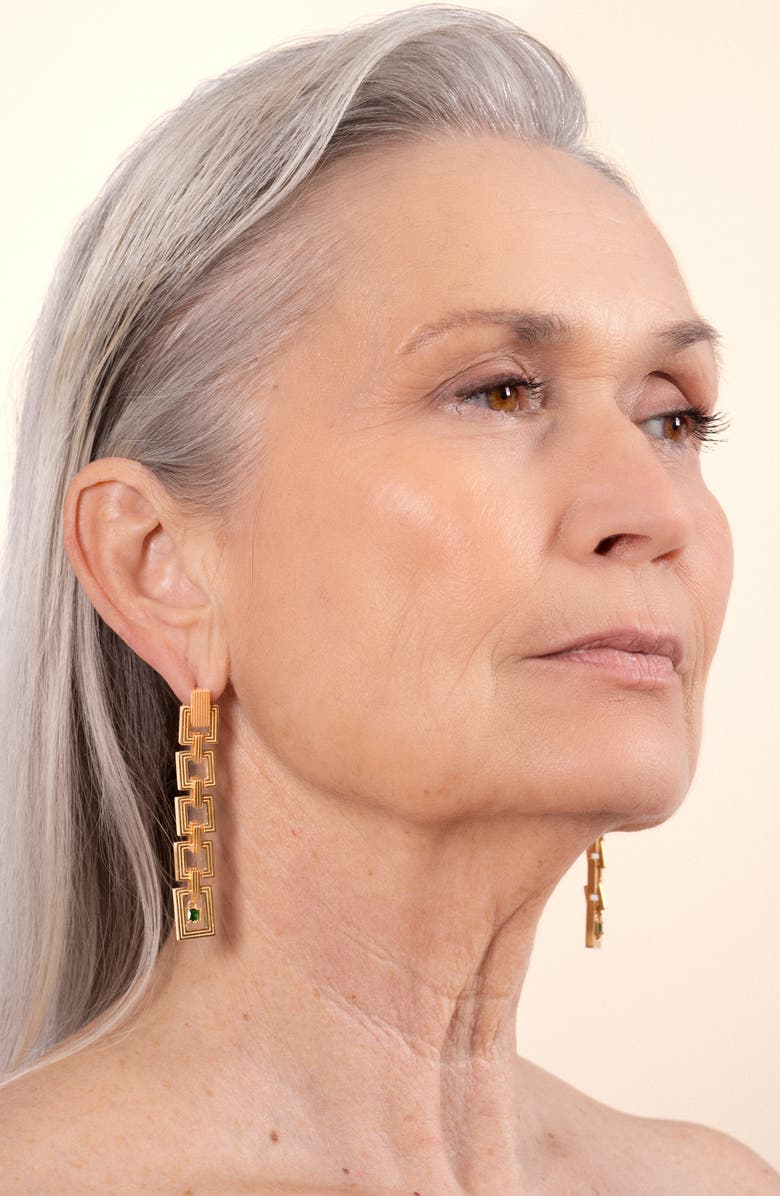 IVI Los Angeles Aurelia Drop Earrings, Alternate, color, Gold/ Green Chrome Diopside