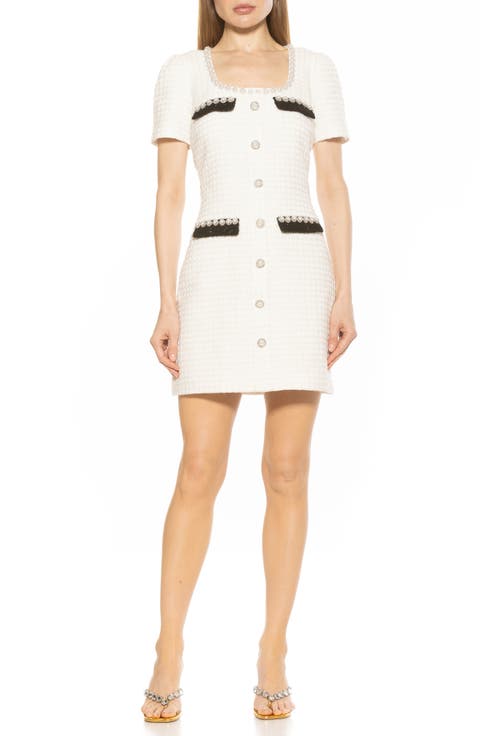 Aviva Imitation Pearl Tweed Dress