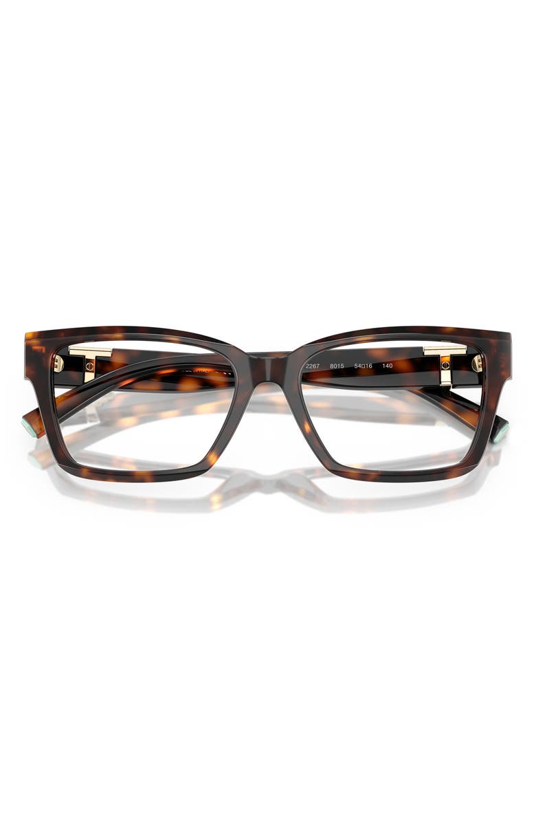 Tiffany & Co. 52mm Square Optical Glasses, Alternate, color, Havana / Demo Lens