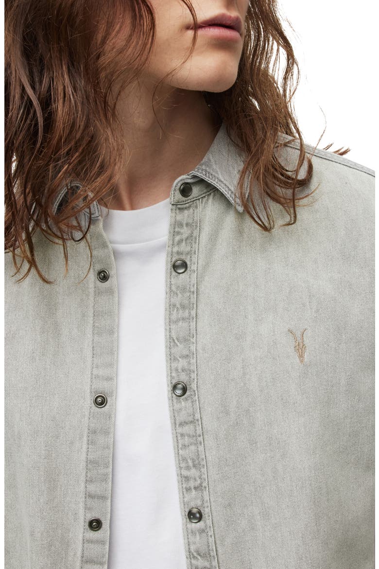 Gleason Chambray Snap-Up Shirt, Alternate, color, GREY