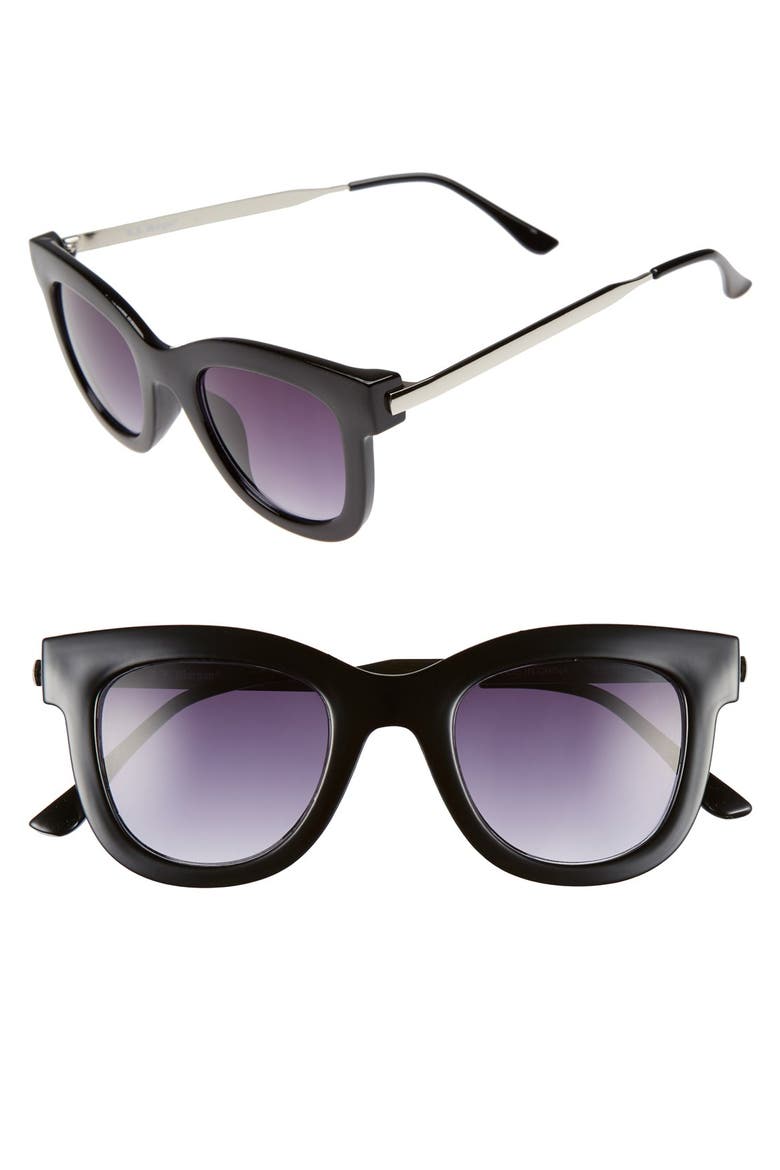 'Lily' 50mm Retro Sunglasses, Main, color, BLACK