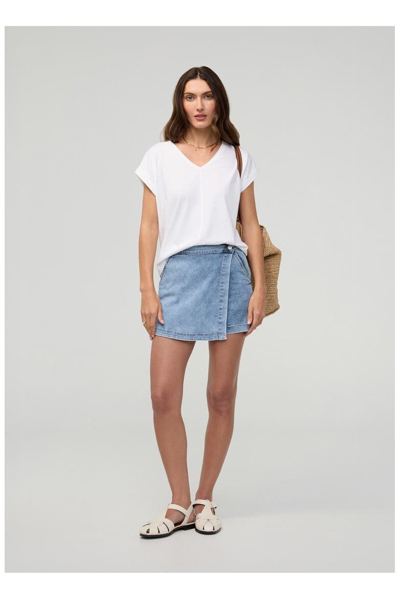 Performance Denim Lite Wrap Skort, Main, color, Light-Stone