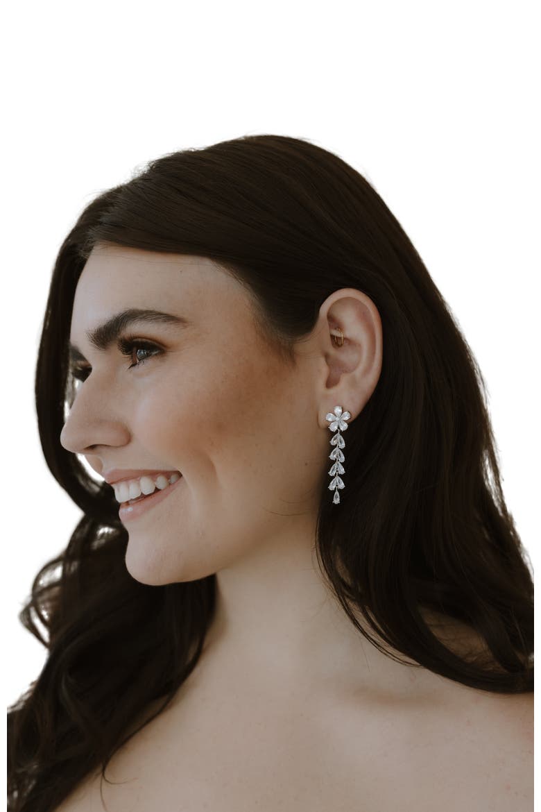 Devotion Crystal Drop Earrings, Alternate, color, Silver
