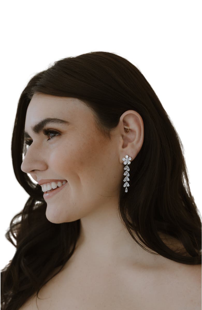 Untamed Petals Devotion Crystal Drop Earrings, Alternate, color, Silver