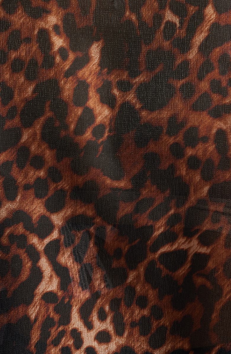 Anne Klein Tie Neck Leopard Print Top, Alternate, color, Anne Black Multi