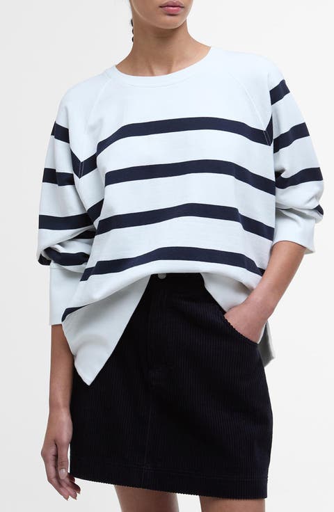 Delaney Stripe Cotton Fleece Sweatshirt