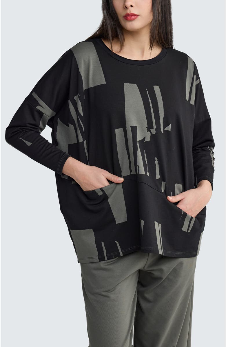 LUUKAA Marilla Printed Pocket Tunic, Alternate, color, Khaki Black