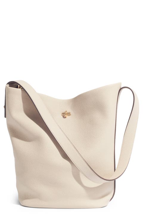 Slim Lock Leather Bucket Bag