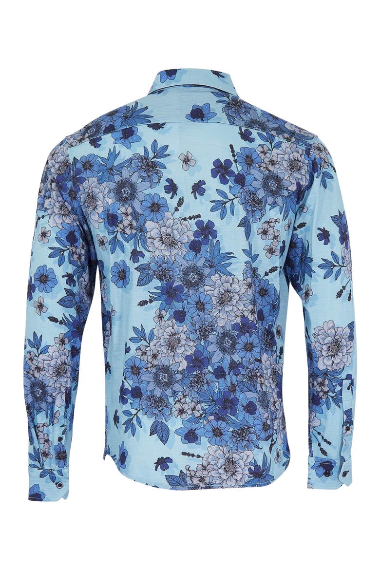 Sherlock Tailored Merino Wool Shirt, Alternate, color, Valencia Floral Teal