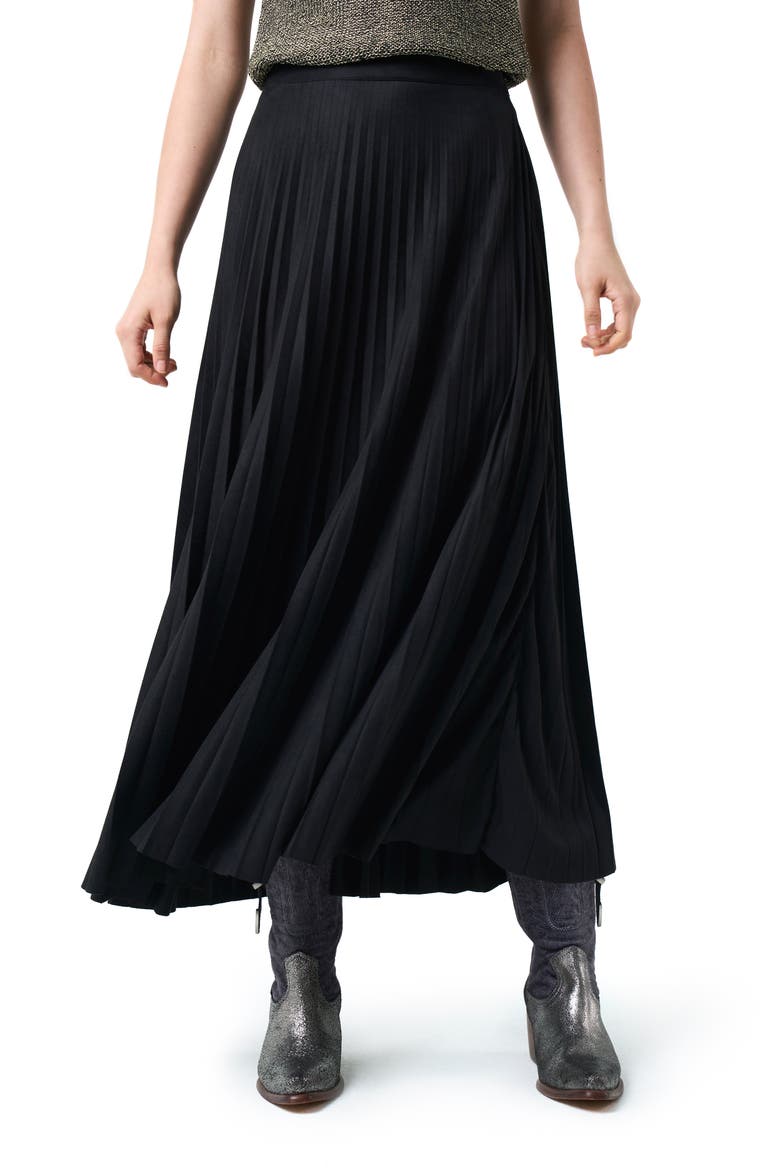 Alma Pleated Skirt In Knit Fabric, Main, color, Black