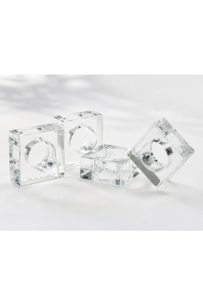 Acrylic Square Napkin Ring - Set of 4, Alternate, color, Clear