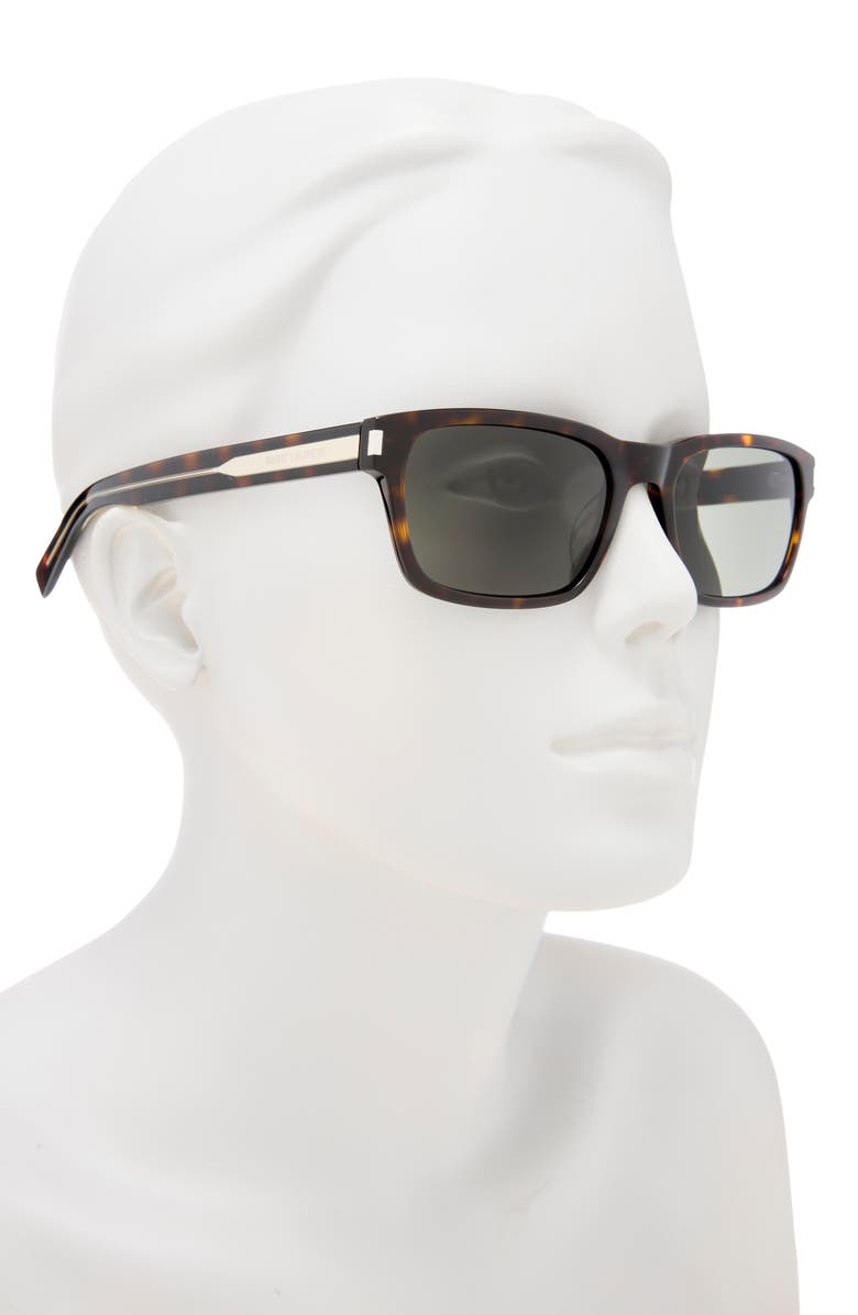 Saint Laurent 57mm Square Sunglasses, Alternate, color, Havana Crystal Grey