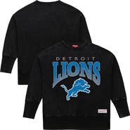 Mitchell & Ness Women's Mitchell & Ness  Black Detroit Lions Delineate Mineral Wash Crewneck Sweatshirt