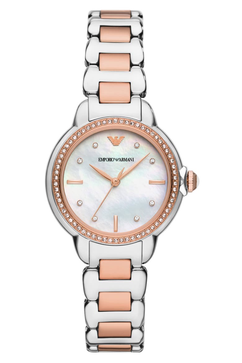 Three-Hand Two-Tone Bracelet Watch, Main, color, SILVER