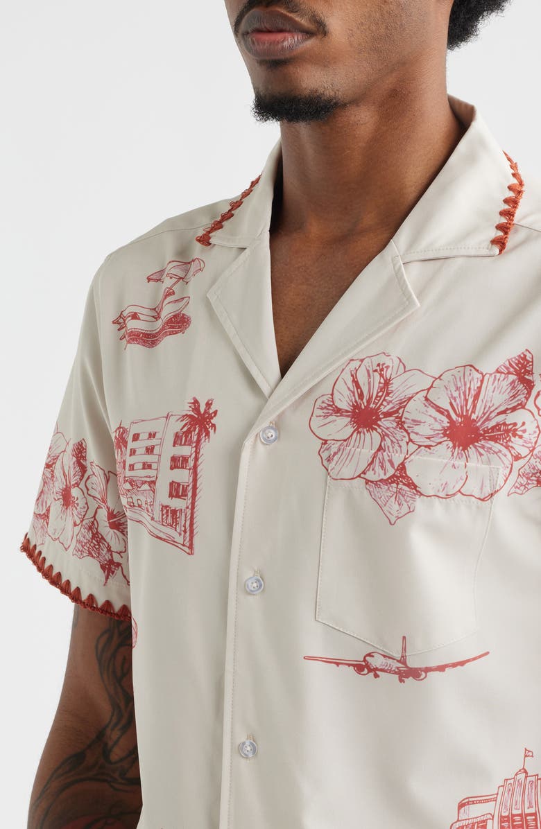 MAVRANS Ocean Drive Print Camp Shirt, Main, color, 