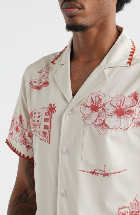 Ocean Drive Print Camp Shirt