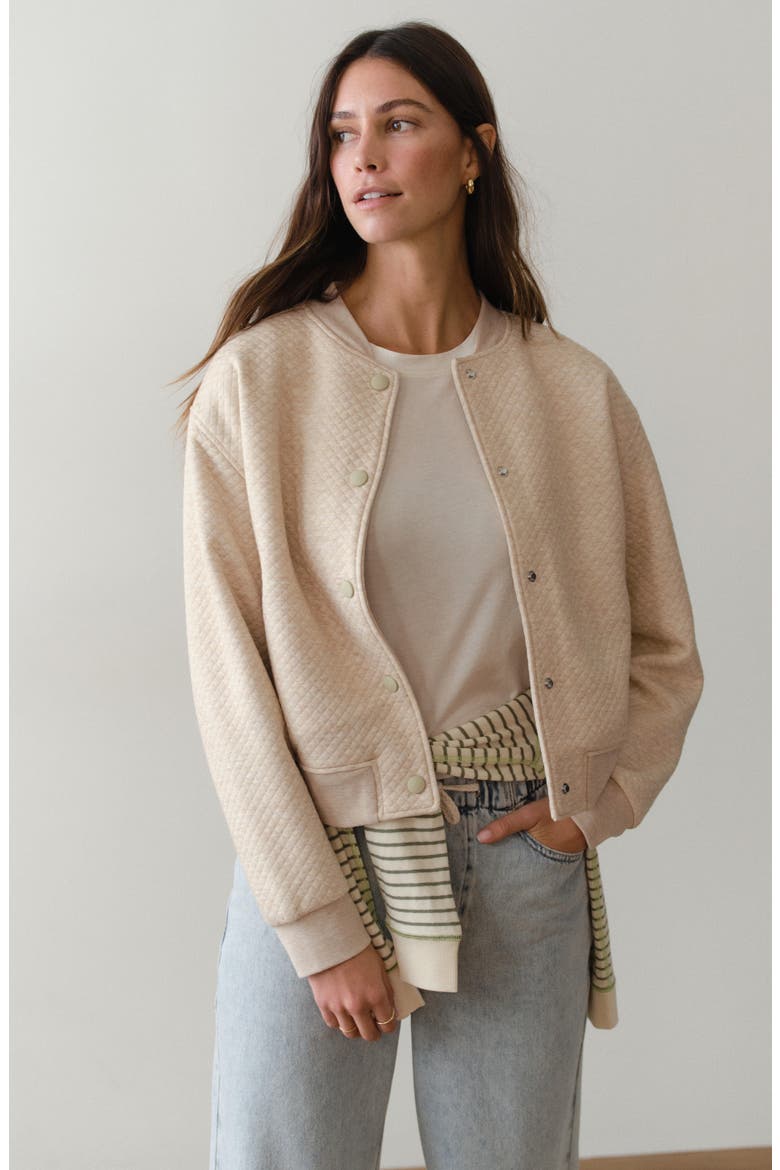 Corbet Quilted Bomber Jacket, Alternate, color, OATMEAL HEATHER